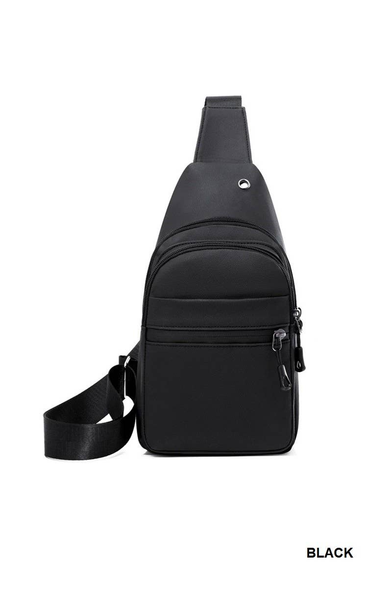 Water Resistant Crossbody Chest Sling Bag: BLACK