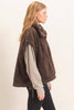 Sherpa Vest With Snap Closure: BROWN