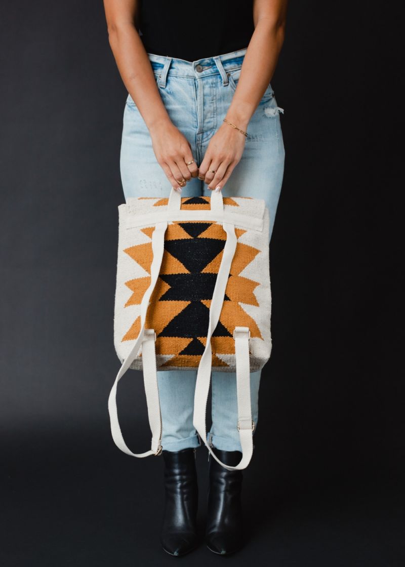 Aztec Woven Backpack Camel