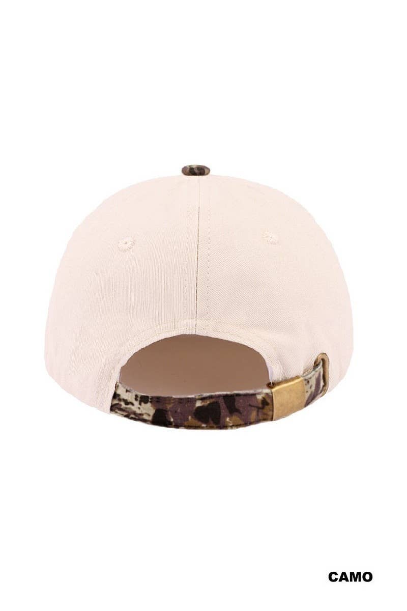 Star Floral American Flag Two Tone Cotton Hat: CAMO