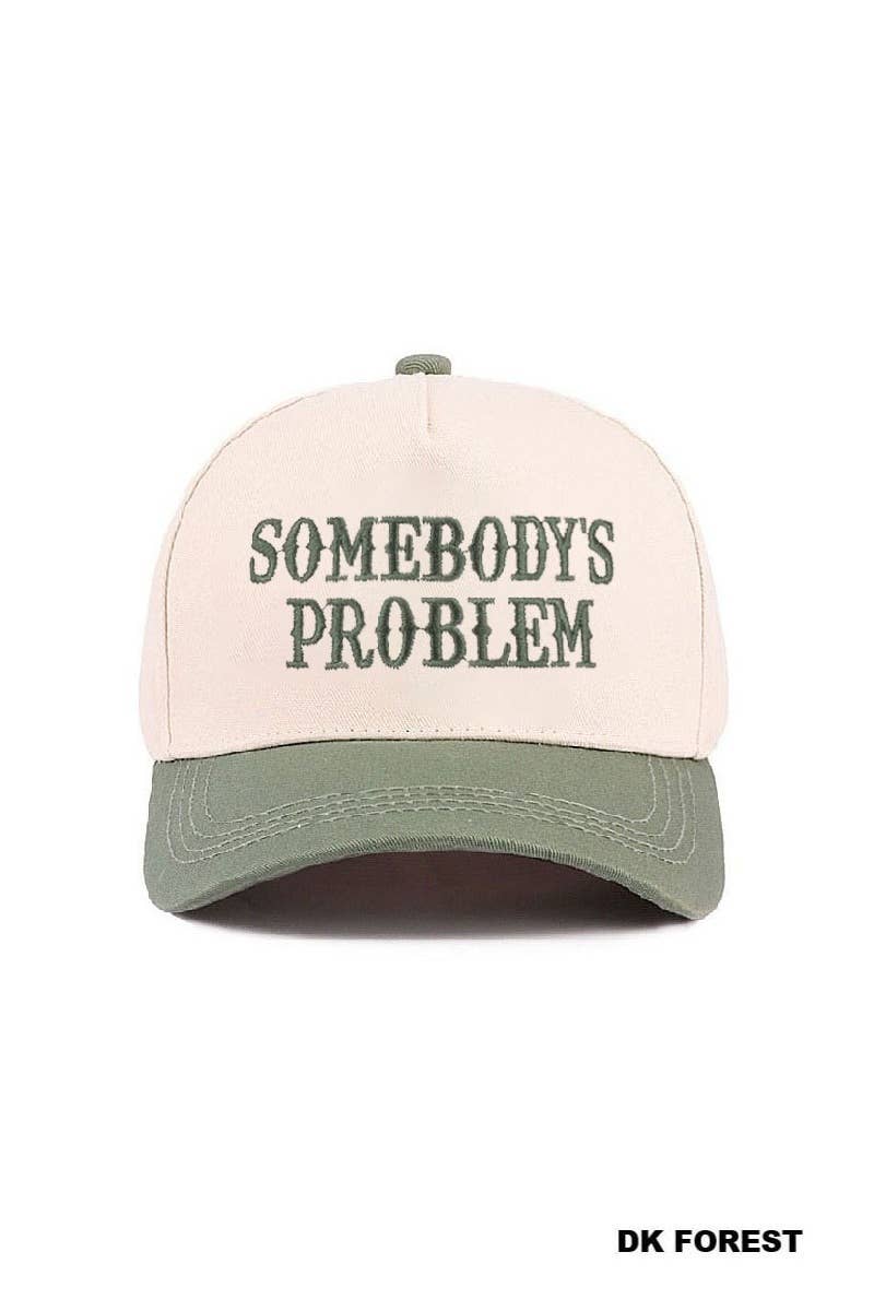 Somebody's Problem Two Tone Canvas Cotton Cap: DK FOREST