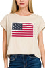 American Flag Tee: SAND BEIGE