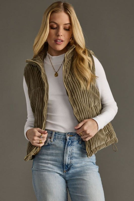 Taysha Corduroy Vest - Olive
