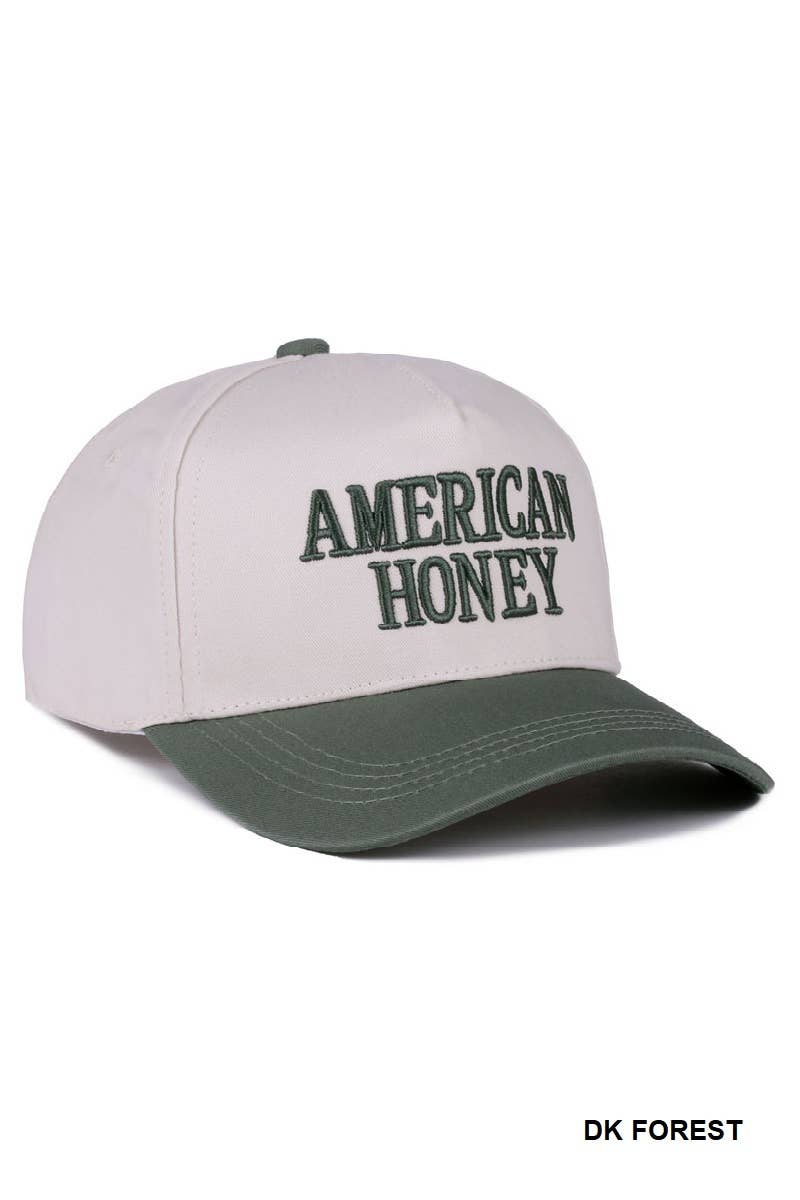 American Honey Two Tone Canvas Cotton Cap: DK FOREST