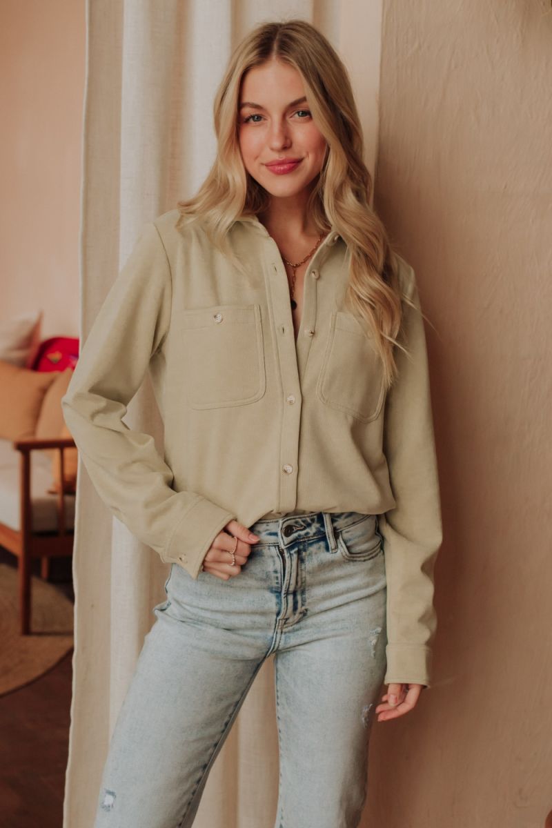 Lillie Super Soft Button Up Green
