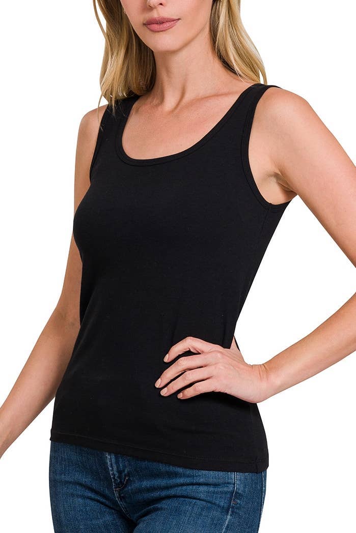 Cotton Crop Tank Top: BLACK