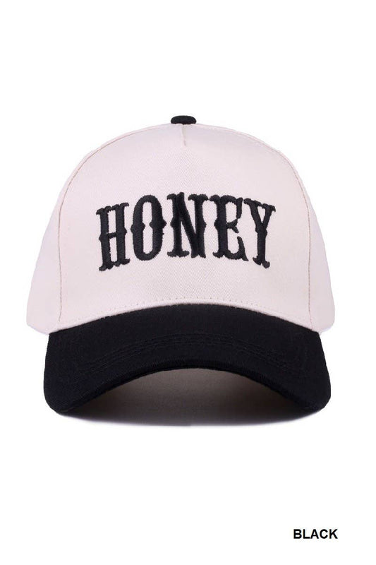 Honey Two-tone Canvas Cotton Cap: BLACK