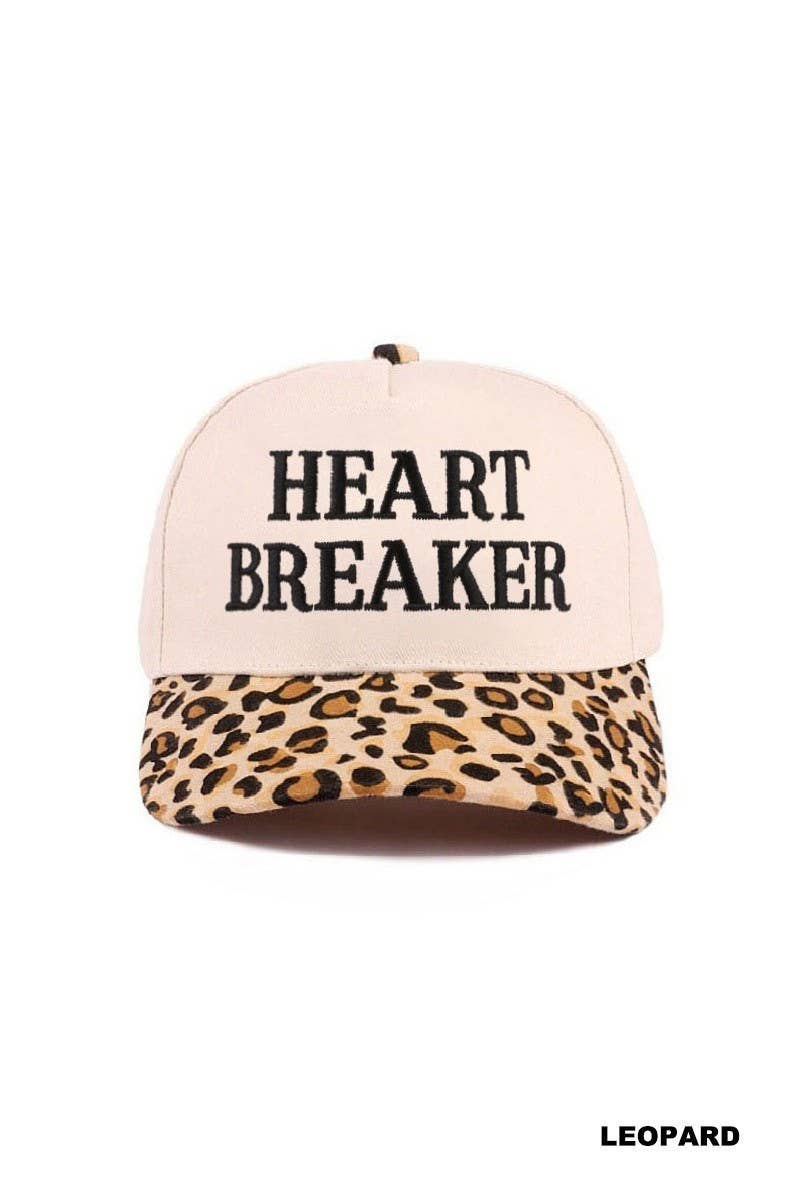 Heart Breaker Two Tone Cotton Hat: LEOPARD